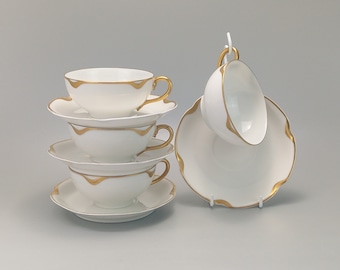 Set di 4 tazze da tè Limoges modello Silver Anniversary di Haviland
