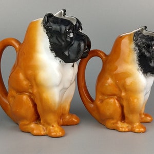 Antique Pug Dogs Milk and creamer Jugs Orange and Black
