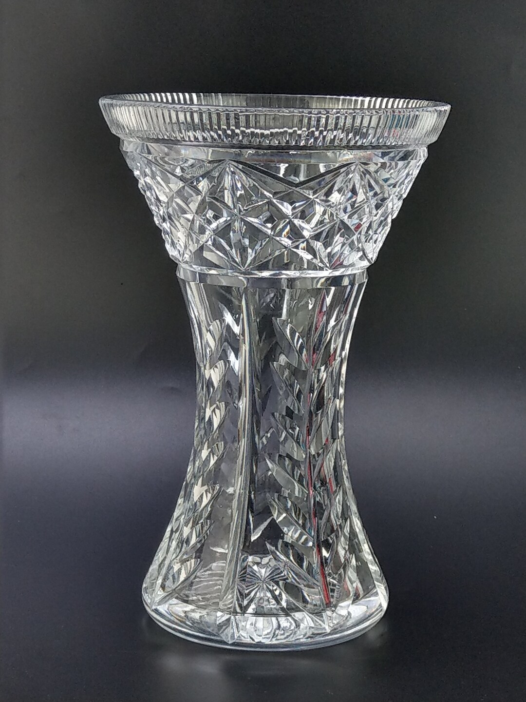 Large Cut Crystal Flower Vase Etsy