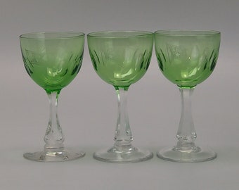 Cruise Liner Bergen Steamship Company Wine glass Holmegaard Derby Green Bowls