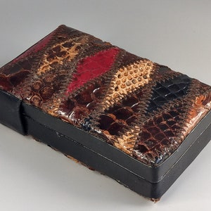 Portasigarette in pelle vintage Patchwork porta rettile