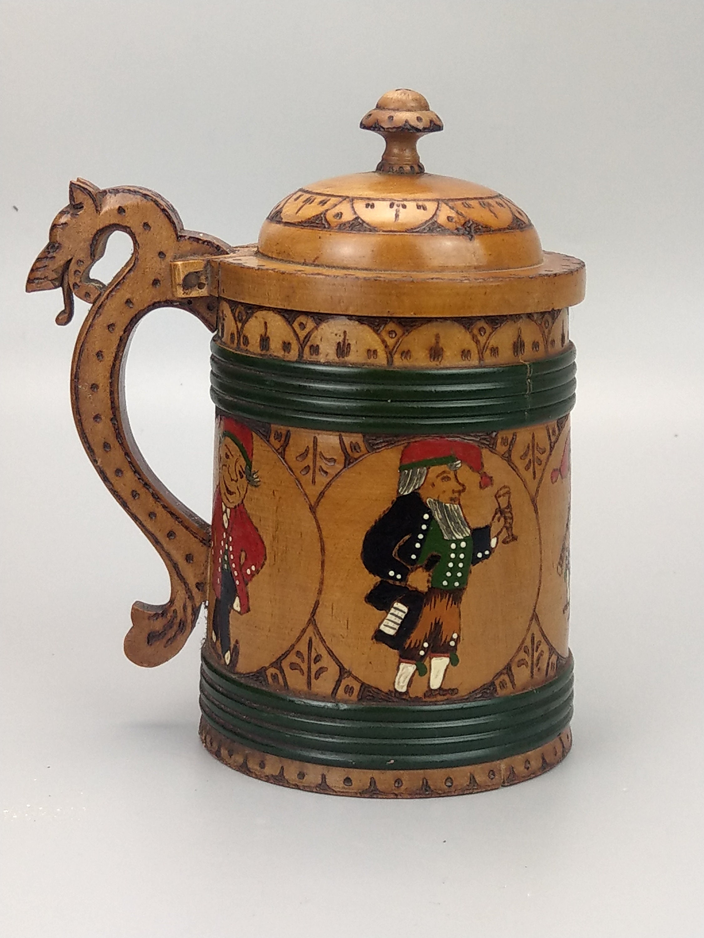 Vintage Wooden Beer Steins A New Years Gnome Parade Early Etsy