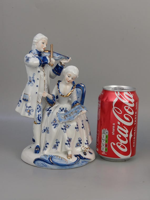 Norleans Japan Figurine Musicians in Blue and White in Victorian