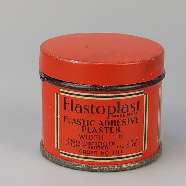 Vintage advertising pharmaceutical tin box Red Elastoplast bandage tin