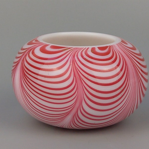 Early Nailsea milk glass with red stripes salt celler