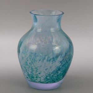 Caithness glass bud vase turquoise swirl
