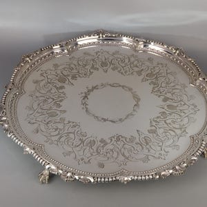 Victorian Large Silver plated Salver on Claw Ball Feet Henry Hodson Plante & co