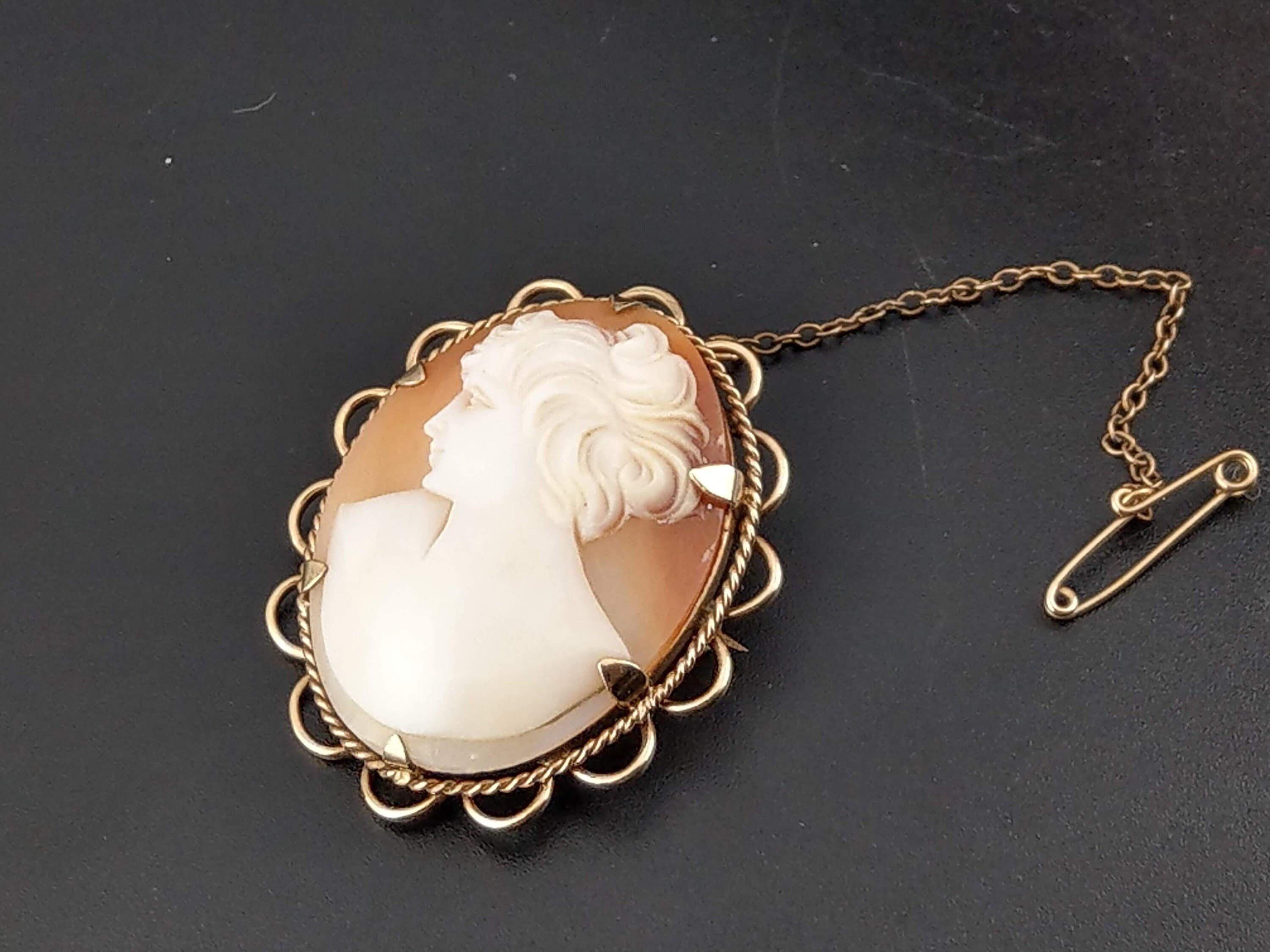 Vintage Shell Cameo Brooch Set in 9ct Gold by E J Clewley and Co Etsy Denmark
