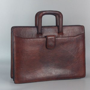 Porte-documents en cuir marron vintage avec anse pour ordinateur portable et travail