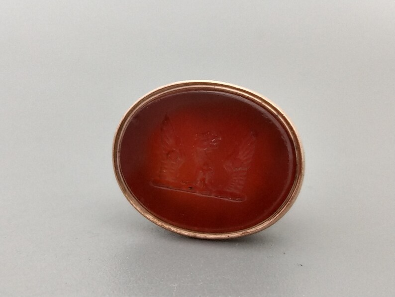 Antique Carnelian Seal Fob With Eagle Head Between Wings Etsy