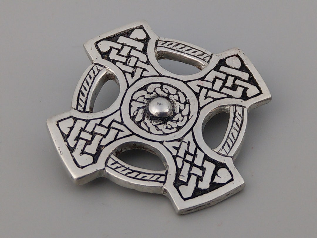 Cornish Celtic Knotwork Pewter Cross Brooch by St Justin - Etsy