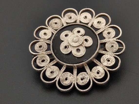 Art Deco Silver and Onyx Brooch by Mohd Salleh Malaysia Etsy