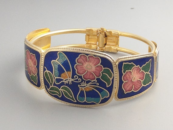 ELECTROPRIME Lady Floral Enamel Gold Plated Spring Open Bangle Bracelet  Jewelry : Amazon.in: Jewellery
