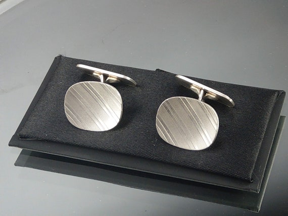 Scandinavian style HTI accessories Vintage mens gift Rectangle whale back cufflinks Modernist geometric design Silver 830 cufflinks