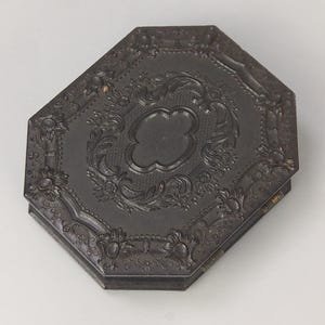 Antique Octagonal Thermoplastic Union case Floral Scroll by S. Peck & Co