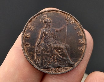 1900年 ブロンズ ビクトリア オールドヘッド ペニー エクストラ
