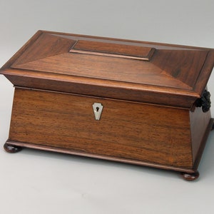 Victorian Wood Tea caddy chest with handles and mixing bowl
