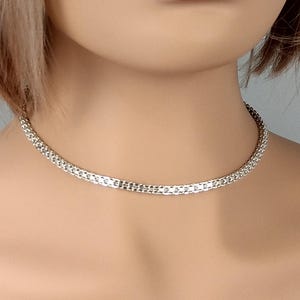 Vintage Sterling Silver Bismark chain Choker Necklace London 1979