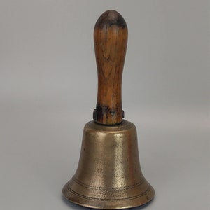 Antique School Brass Bell with wood Handle