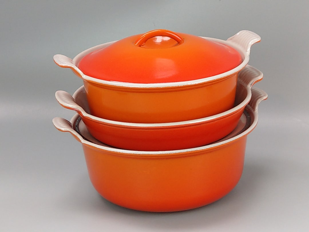 Vintage Cousances Cast Iron Set of 3 Casserole Pots Etsy