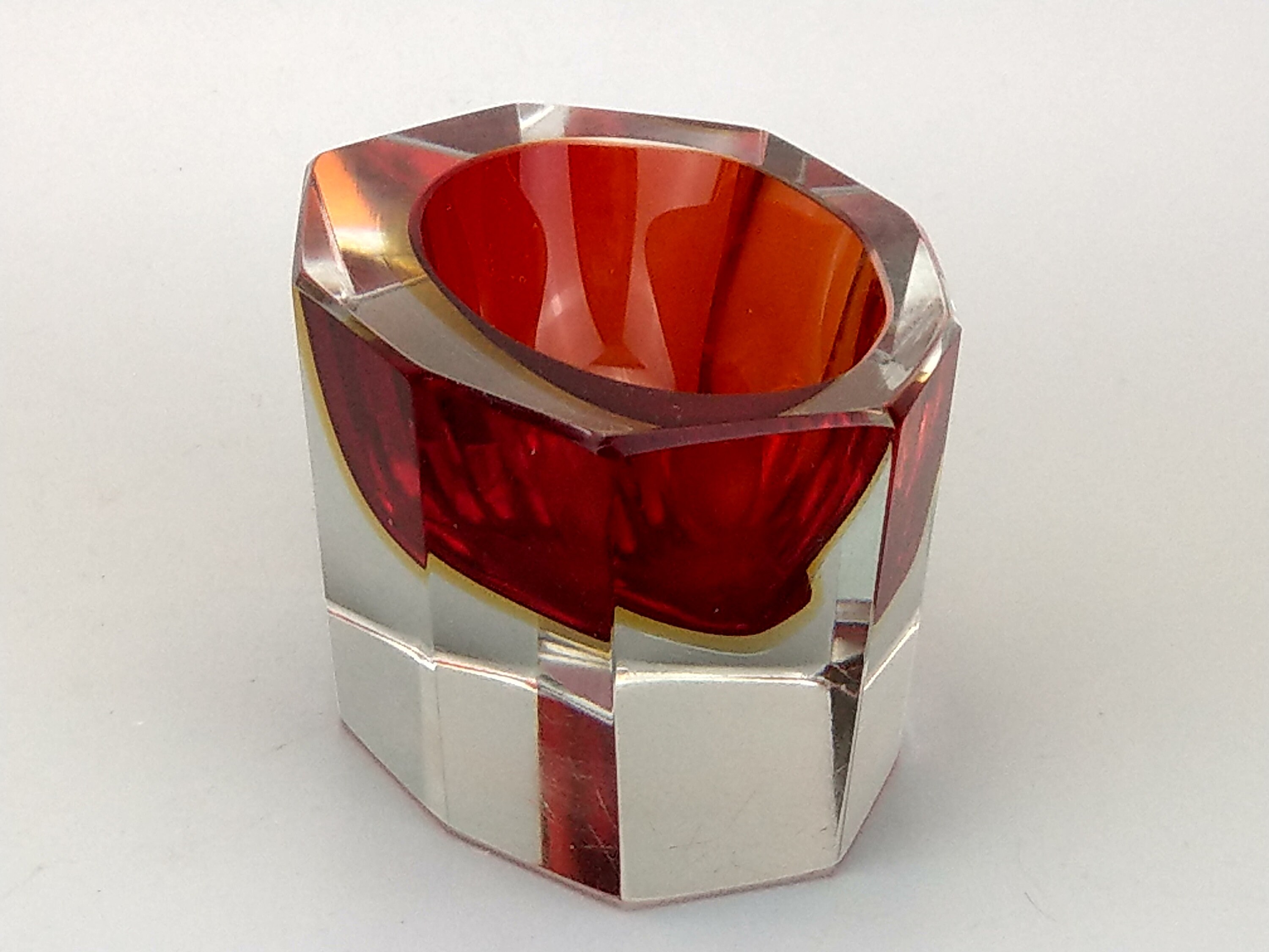 Faced Murano Glass Sommerso Ashtray with tamper Stick For Sale on Ruby Lane