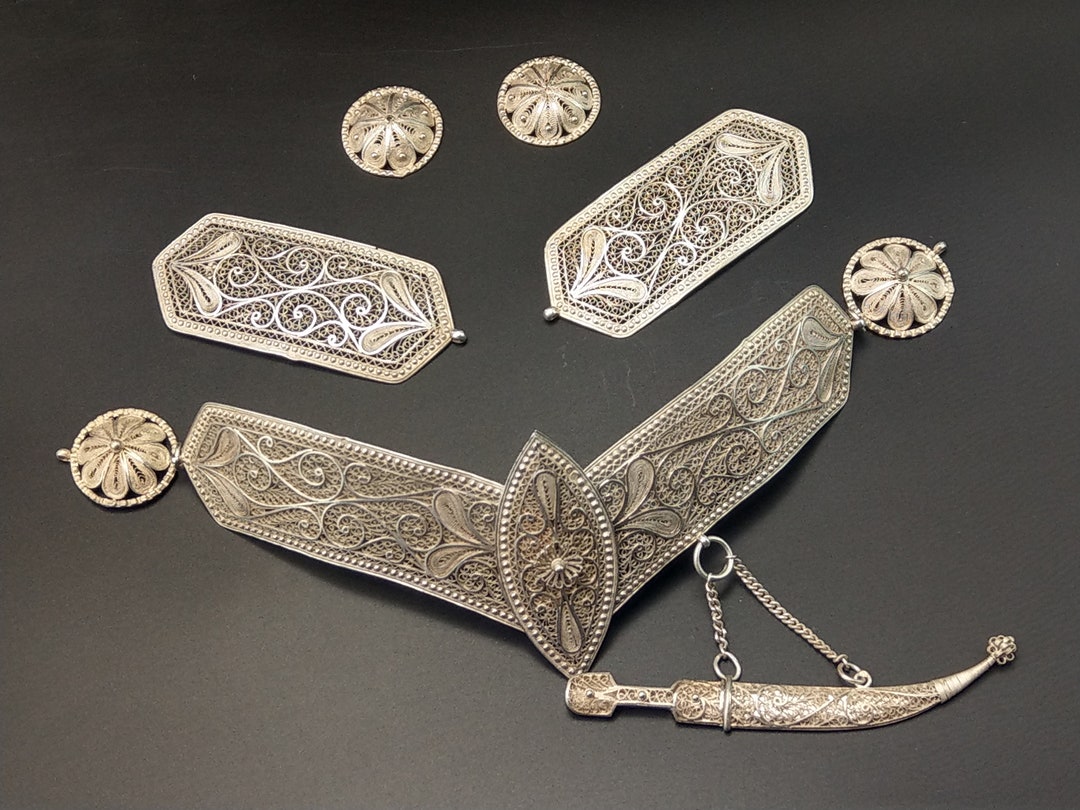 Rusian Filigree Sterling Silver Belt Buckle C1900 - Etsy display picture 2