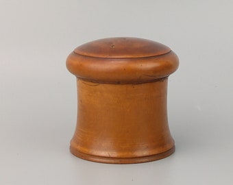 Antique Treen turned  Boxwood Powder box with screw top