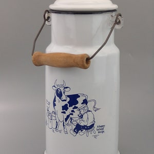 Vintage milk can white enamel