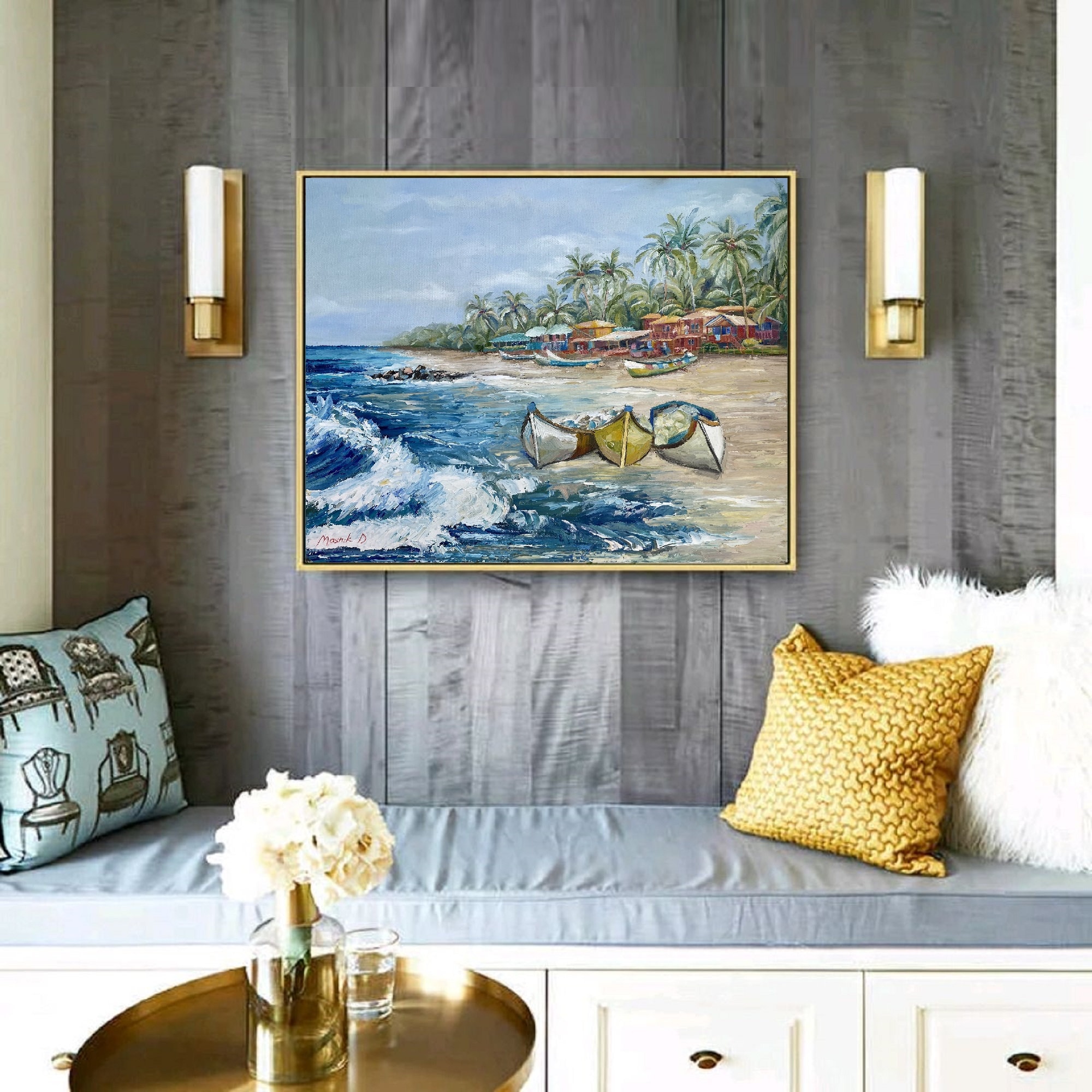 Coastal Painting Original Art Seascape Oil Canvas Artwork Etsy
