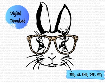 Bunny With Glasses Svg Etsy