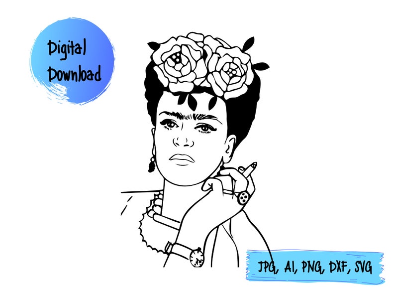 Download Frida Kahlo Svg Frida Kahlo clipart svg files for cricut ...