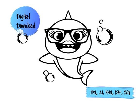 Cute Baby Shark High Res 300dpi Svg Png Vector Etsy Cute Baby Shark High Res 300dpi Svg Png Vector Etsy