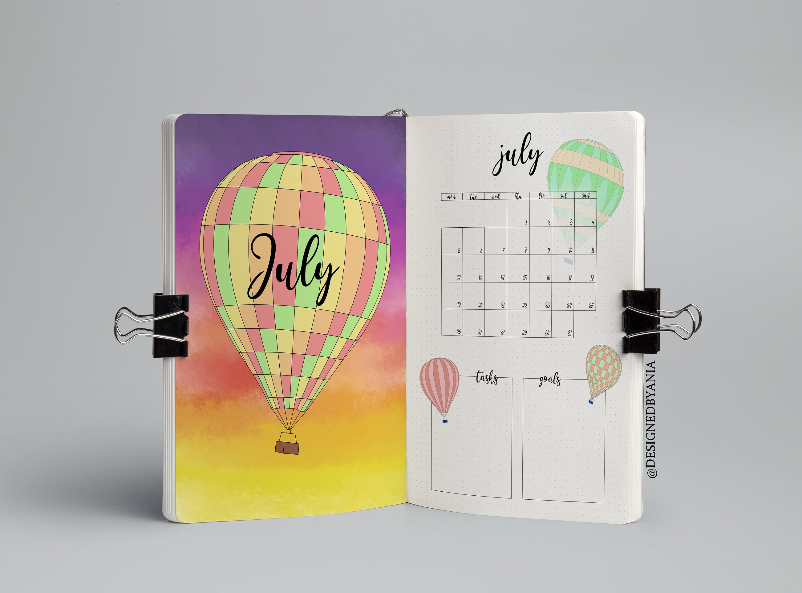 Bullet Journal Printable Pages July 2021 Monday Start | Etsy