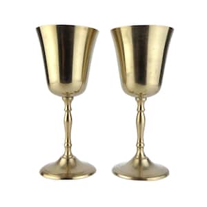 Vintage Wine Cups, Pair Brass Goblets