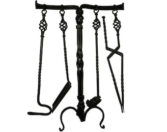 Antique Fireplace Tool Set, Large Iron Fireplace Tools, Fireplace Accessory, Fireplace Decor