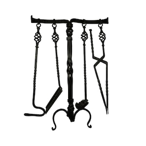 Antique Fireplace Tool Set, Large Iron Fireplace Tools, Fireplace Accessory, Fireplace Decor