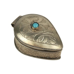 Antique Collectible Pill Box, 19th Century Ornate Pill Box, Hand Made Metal Jewelry Box, Small Jewellery Storage