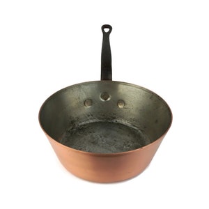 Vintage Copper Cooking Pan, Solid Copper Pan With Iron Handle, Copper Saucepan Belgium