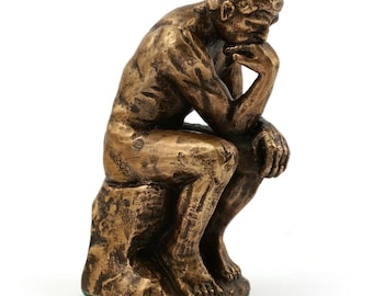 ロダン作「考える人」像（コールドキャストブロンズ彫刻） - 本棚