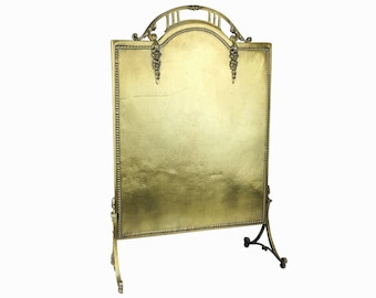 Antique Firescreen, Fireplace Screen, Brass Firescreen, Fireplace Decor