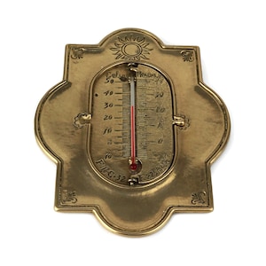 Vintage Brass Thermometer, Wall Brass Thermometer, Rare Brass Thermometer