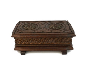 Caja de puros antigua, caja de almacenamiento de puros hecha a mano, caja de almacenamiento de puros de madera, Tobacciana vintage
