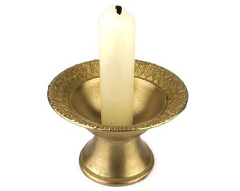 Antique Brass Ornate Candle Holder With Handle, Vintage Brass Candlestick