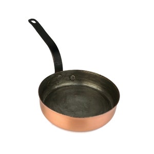 Vintage Copper Cooking Pan, Solid Copper Pan With Iron Handle, Copper Saucepan Belgium
