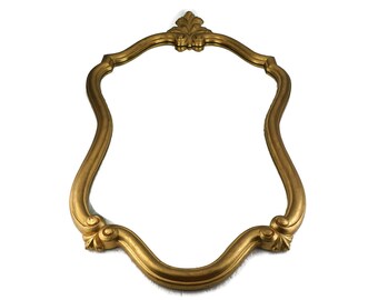Espejo de madera antiguo con marco dorado, espejo de madera para colgar en la pared, espejo Art Nouveau con marco de madera dorado
