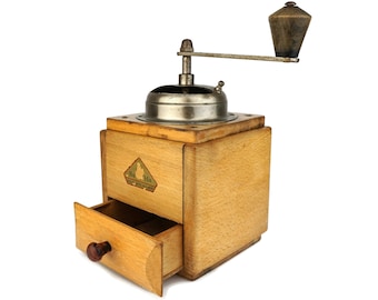 Vintage PeDe Coffee Grinder, 1950s Dutch Wall Mounted Coffee Mill