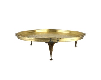 Antique Table Tray, Ottoman Table Tray, Hand Engraved Brass Table Tray, Large Brass Table Islamic Tray