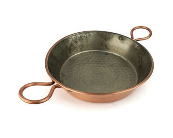 Vintage Copper Cooking Pan With Copper Handles, Handmade Cooking Copper Pan, Copper Cookware, Hand Hammered Cooking Copper Pan