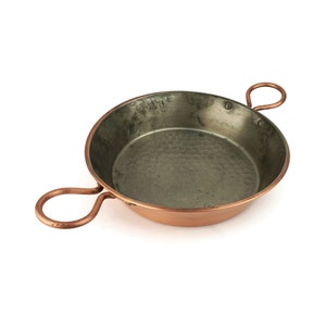 Vintage Copper Cooking Pan With Copper Handles, Handmade Cooking Copper Pan, Copper Cookware, Hand Hammered Cooking Copper Pan