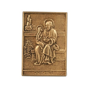 St. Joachim Bronze Relief, religiöses Wohndekor, Wandtafel St. Joachim